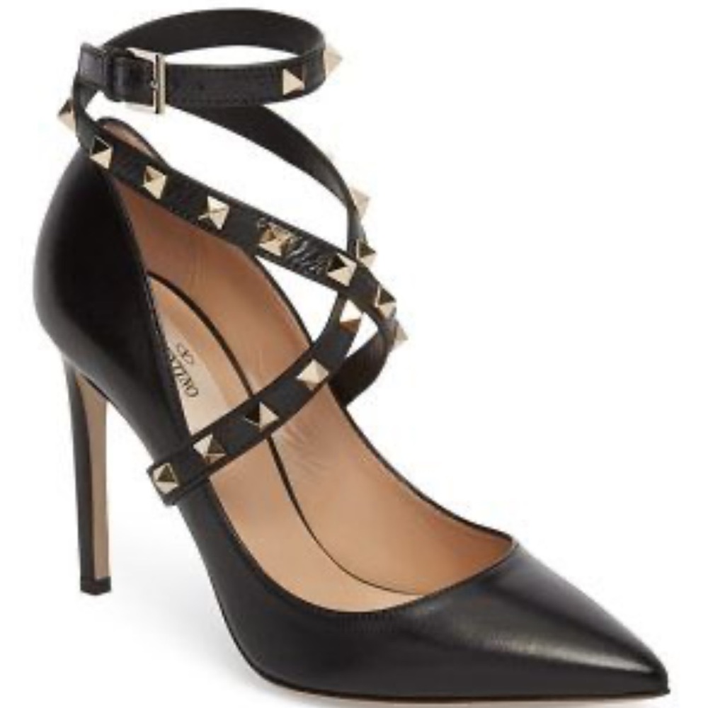 Valentino Black Rockstud Pump with Wrap